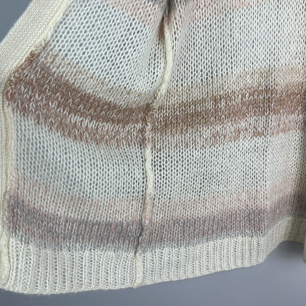 Anthropologie Numph Loraina Metallic Striped Cardigan Long Sweater SM Wool Blend - Picture 9 of 16